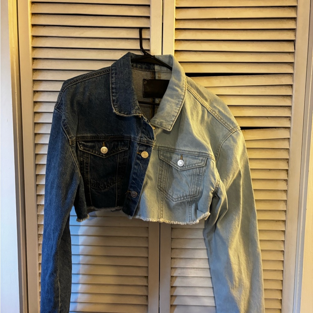 Refuge Two-Tone Jean Jacket - Dark Blue and Light Blue